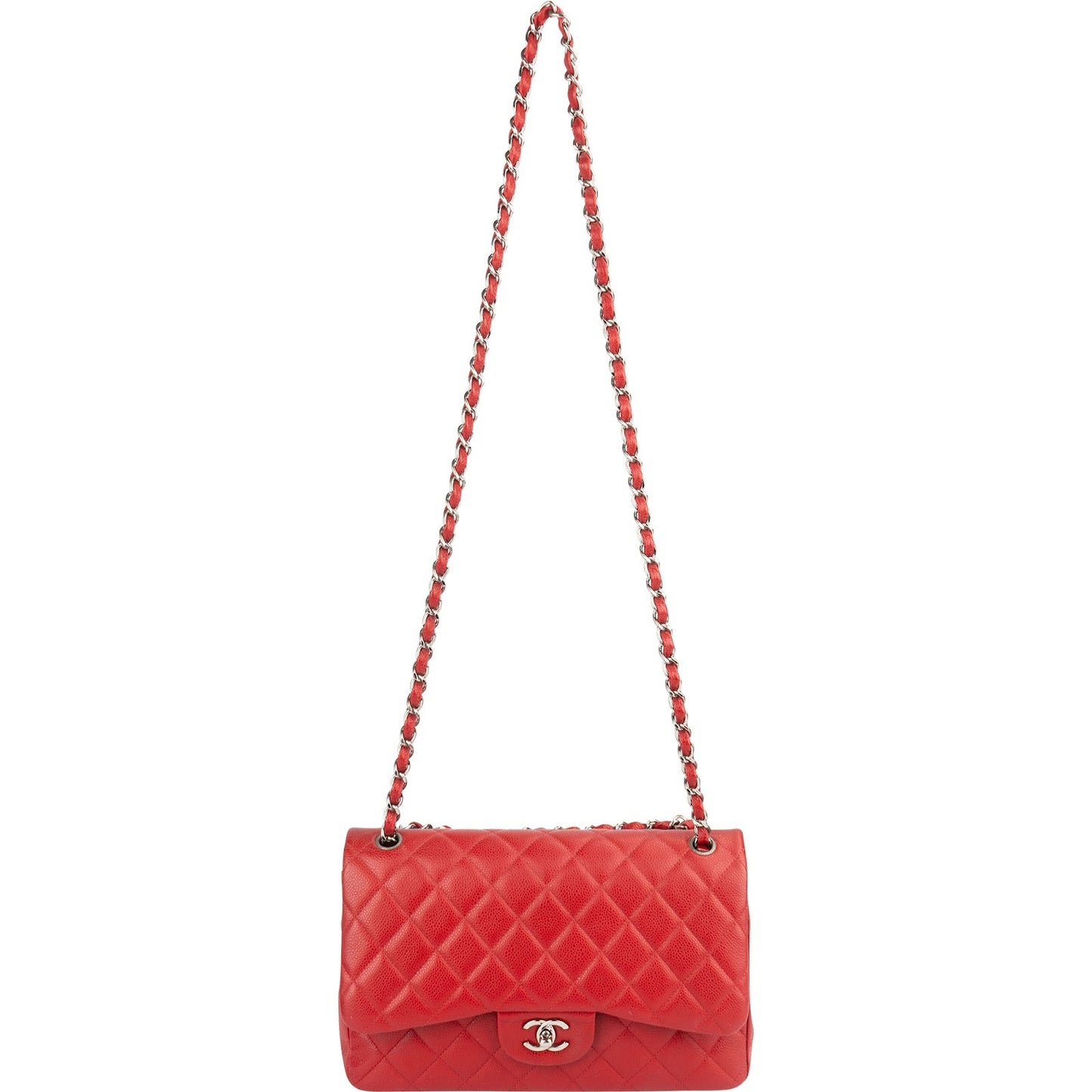 Chanel Quilted Caviar Leather Jumbo Double Flap Crossbody Bag