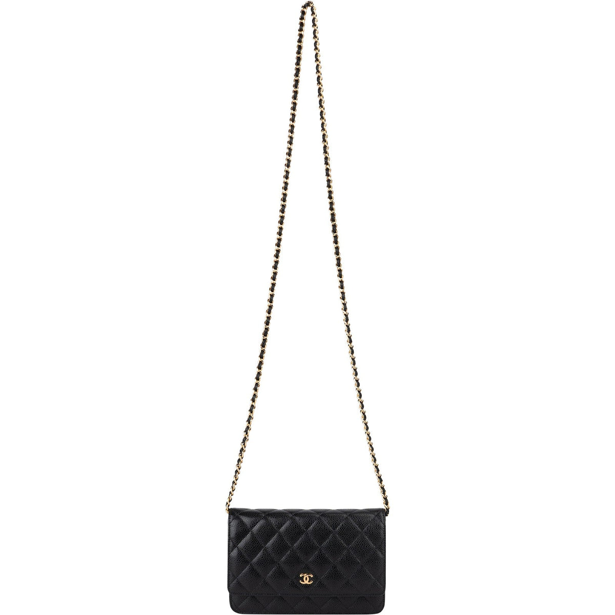 Chanel Quilted Caviar Leather Classic Wallet On Chain Crossbody Bag