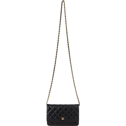 Chanel Quilted Caviar Leather Classic Wallet On Chain Crossbody Bag