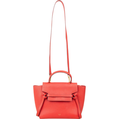 Celine Red Grained Calfskin Nano Belt Handbag