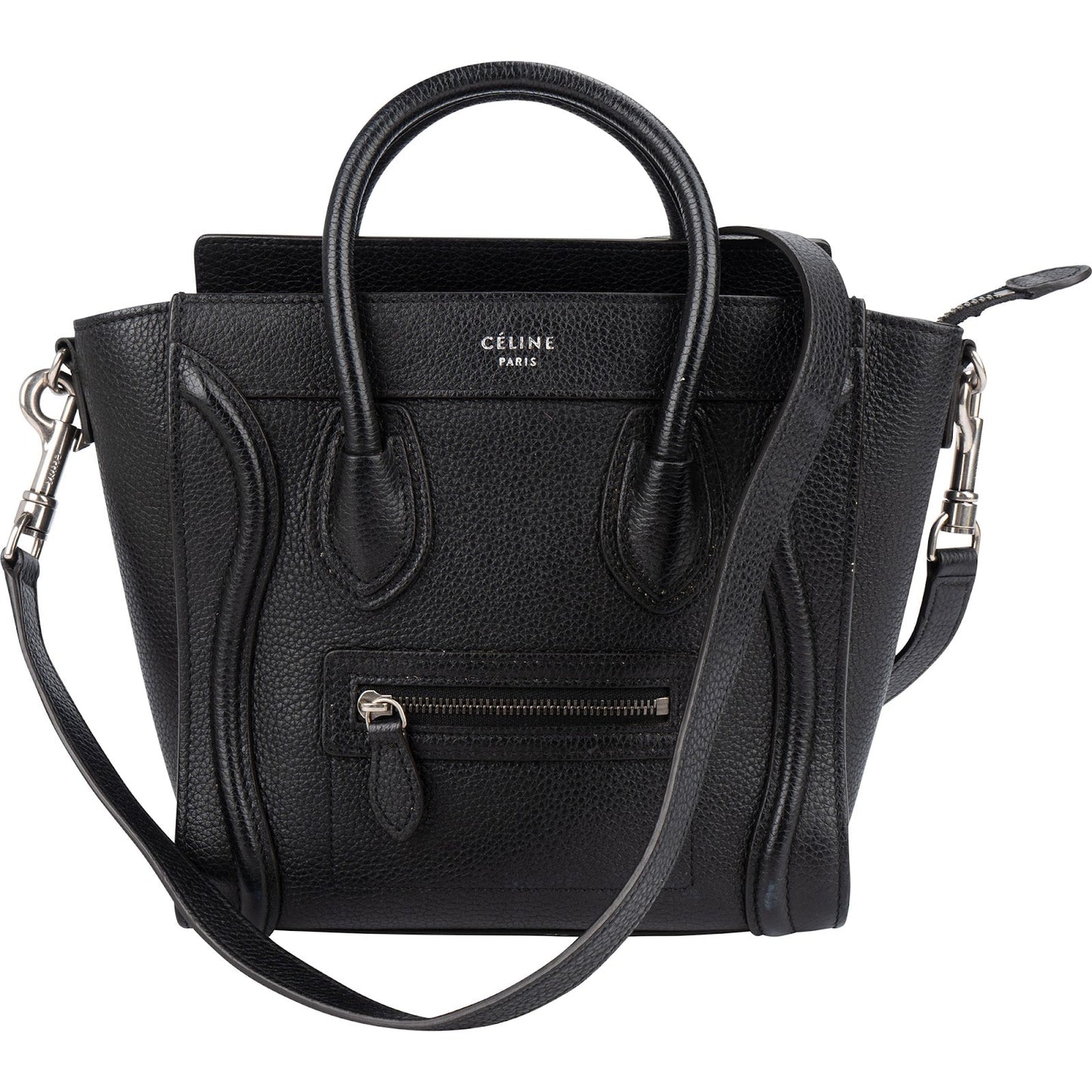 Celine Grained Leather Luggage Nano Crossbody Handbag