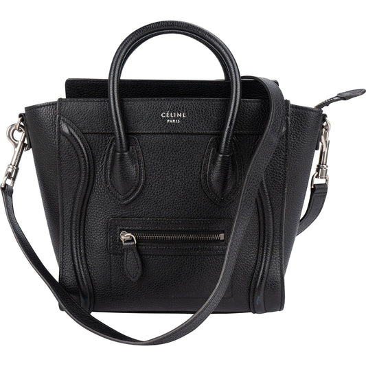 Celine Grained Leather Luggage Nano Crossbody Handbag