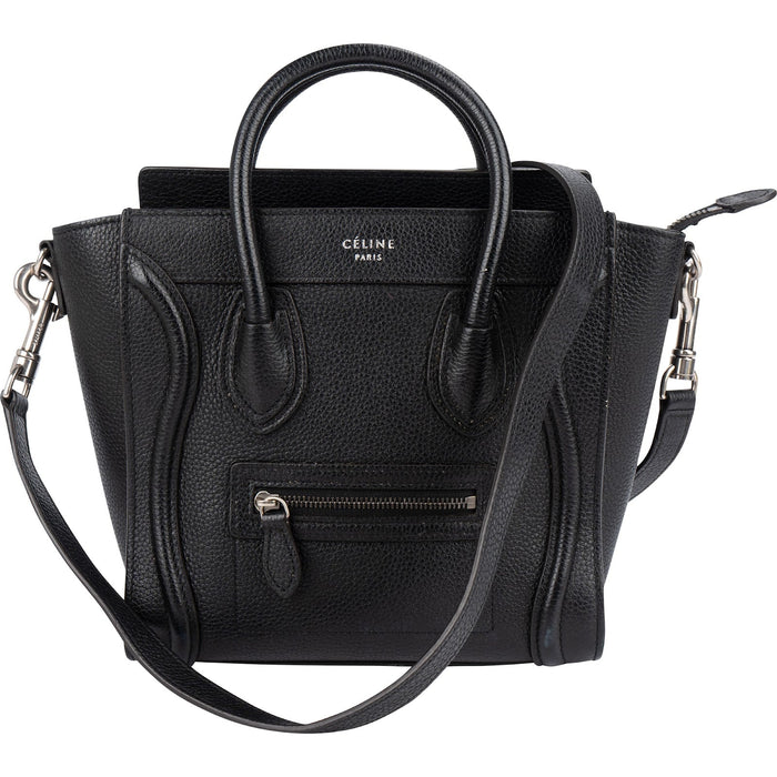 Celine Grained Leather Luggage Nano Crossbody Handbag