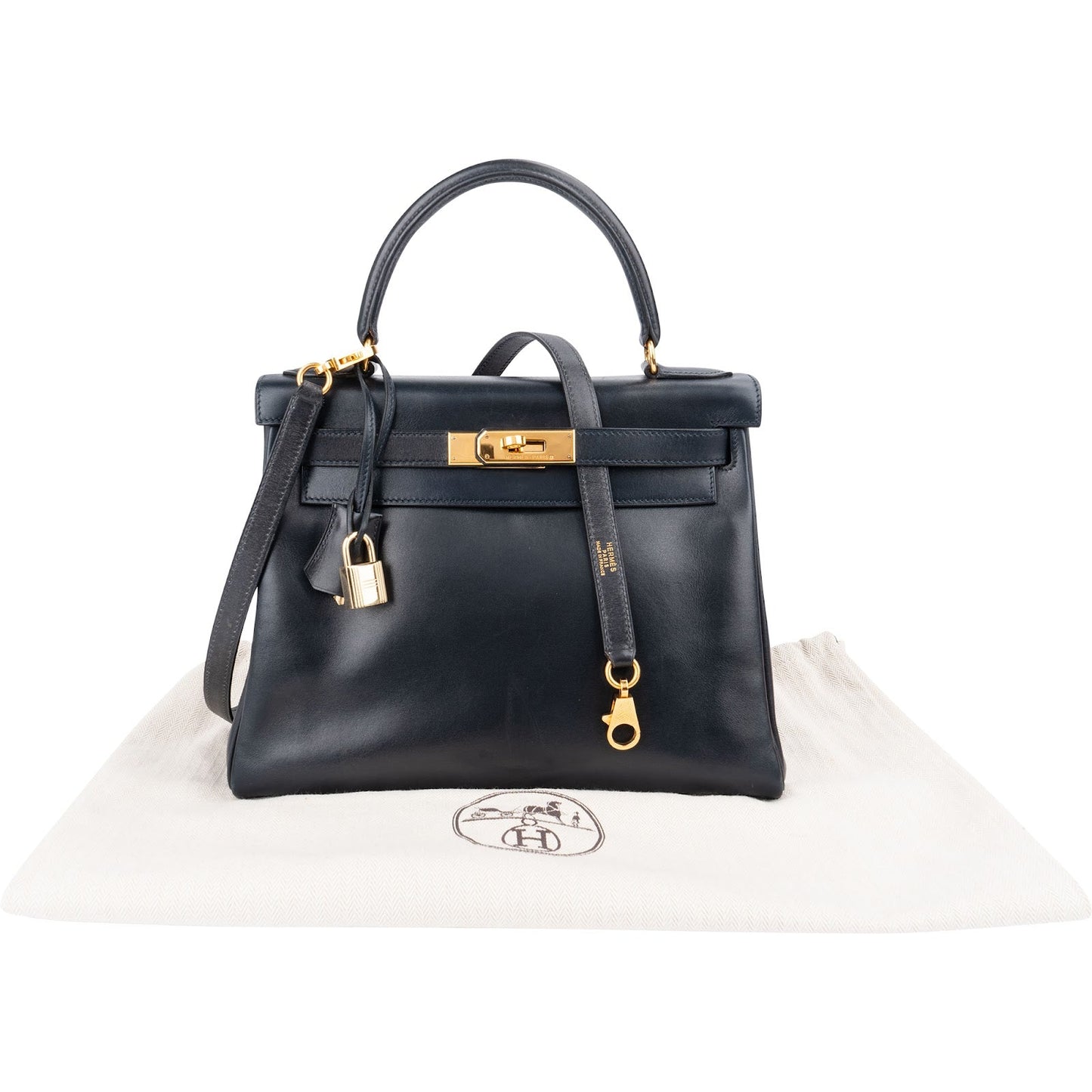 Hermès Blue Boxcalf Leather Kelly 28 Handbag