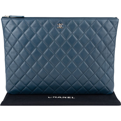 Chanel Quilted Lambskin CC Pouch Clutch