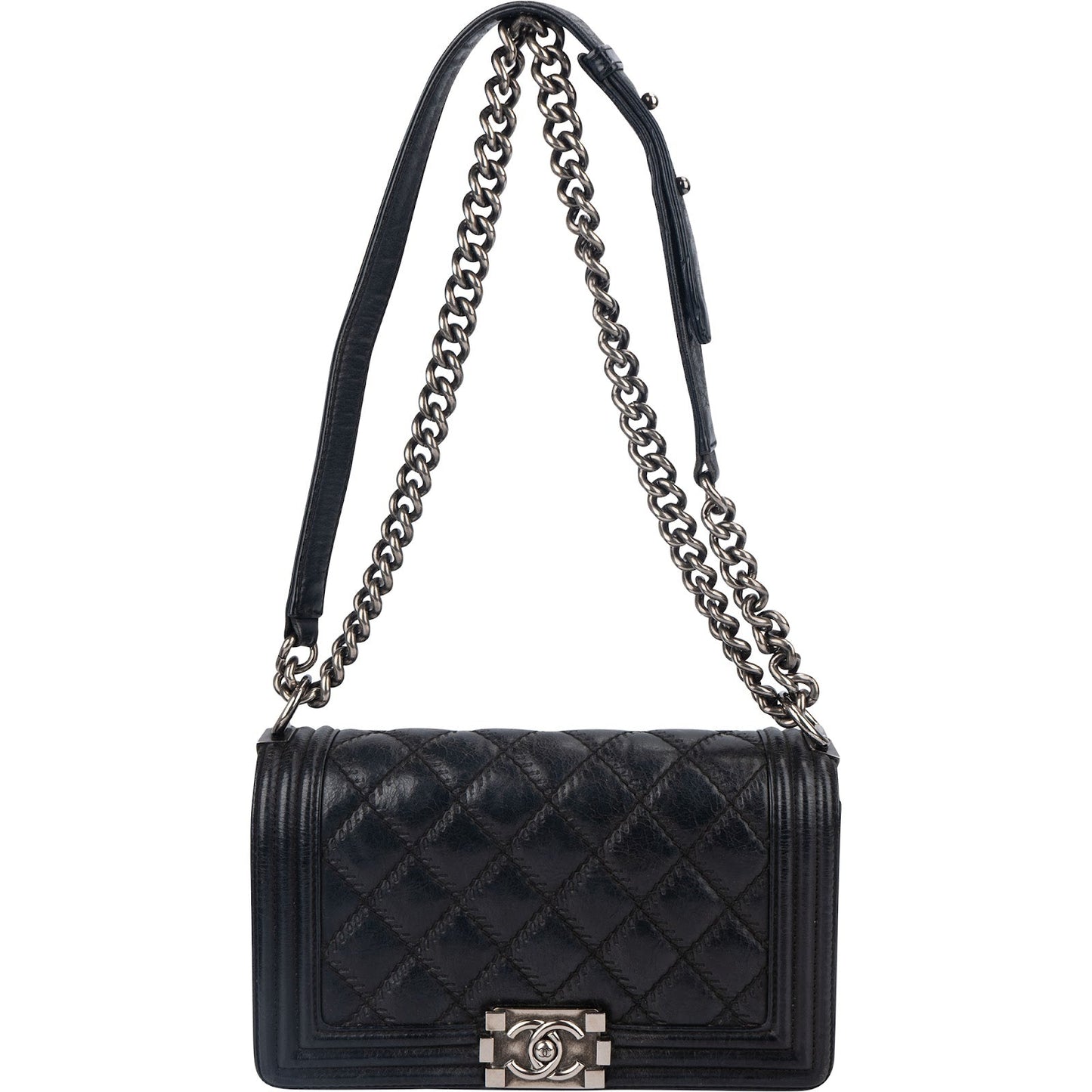 Chanel Aged Quilted Calfskin Medium Boy Crossbody Bag