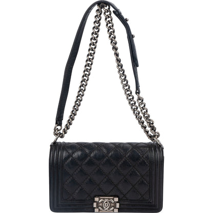 Chanel Aged Quilted Calfskin Medium Boy Crossbody Bag