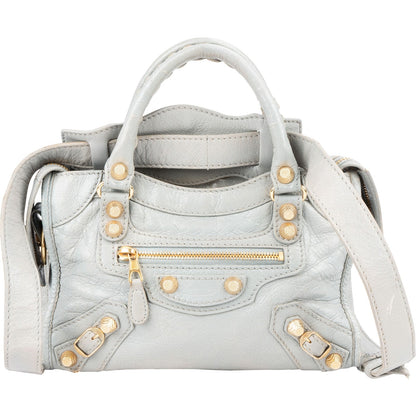 Balenciaga Blue Leather Mini City Handbag