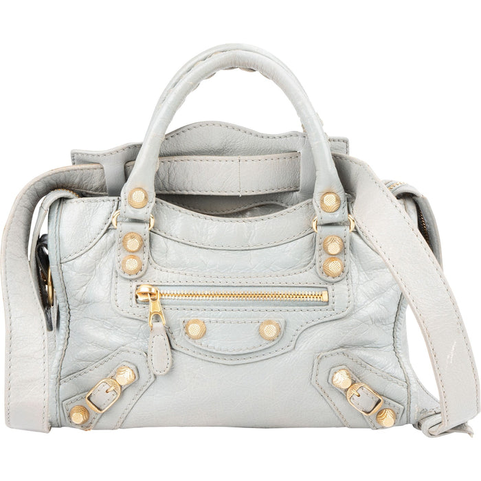 Balenciaga Blue Leather Mini City Handbag