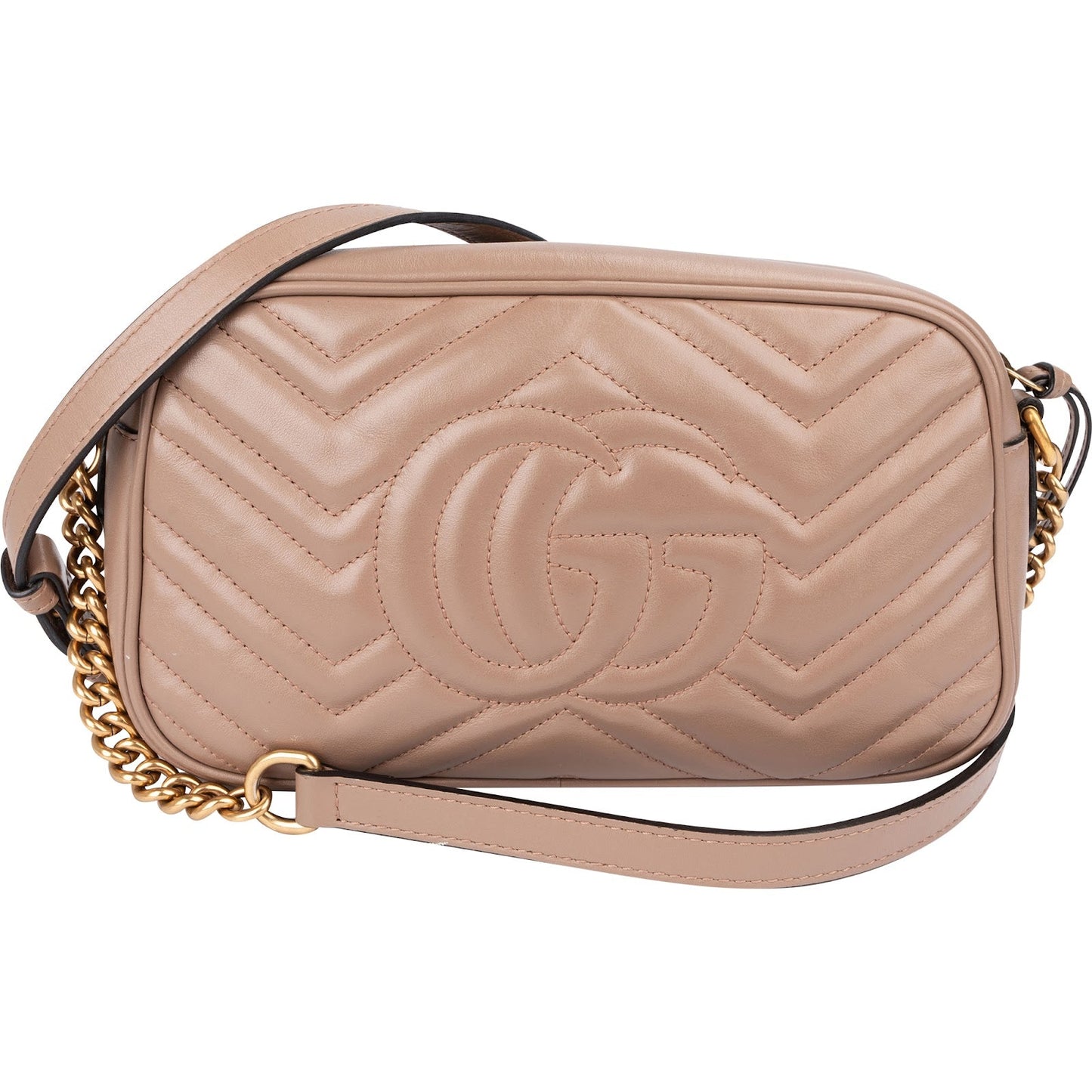 Gucci Chevron Leather GG Marmont Medium Crossbody Bag