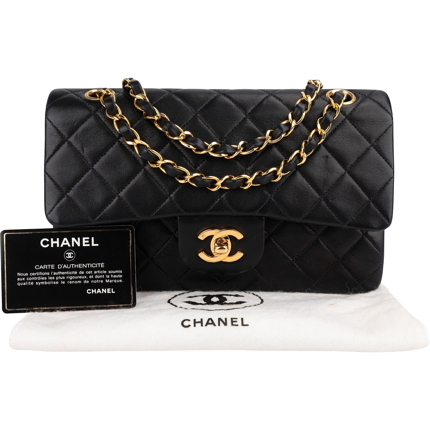 Chanel Quilted Lambskin 24K Gold Small Double Flap Shoulder Bag
