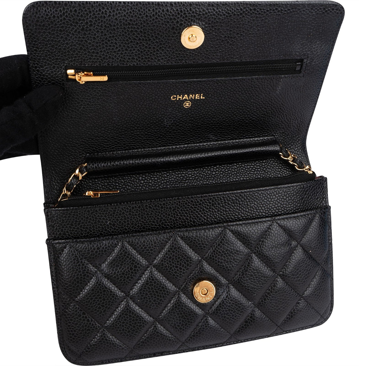 Chanel Quilted Caviar Leather Wallet On Chain Crossbody Bag