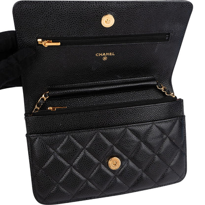 Chanel Quilted Caviar Leather Wallet On Chain Crossbody Bag