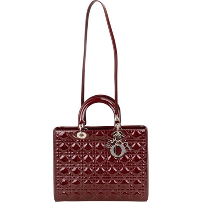 Christian Dior Quilted Patent Leather Lady Dior Handbag
