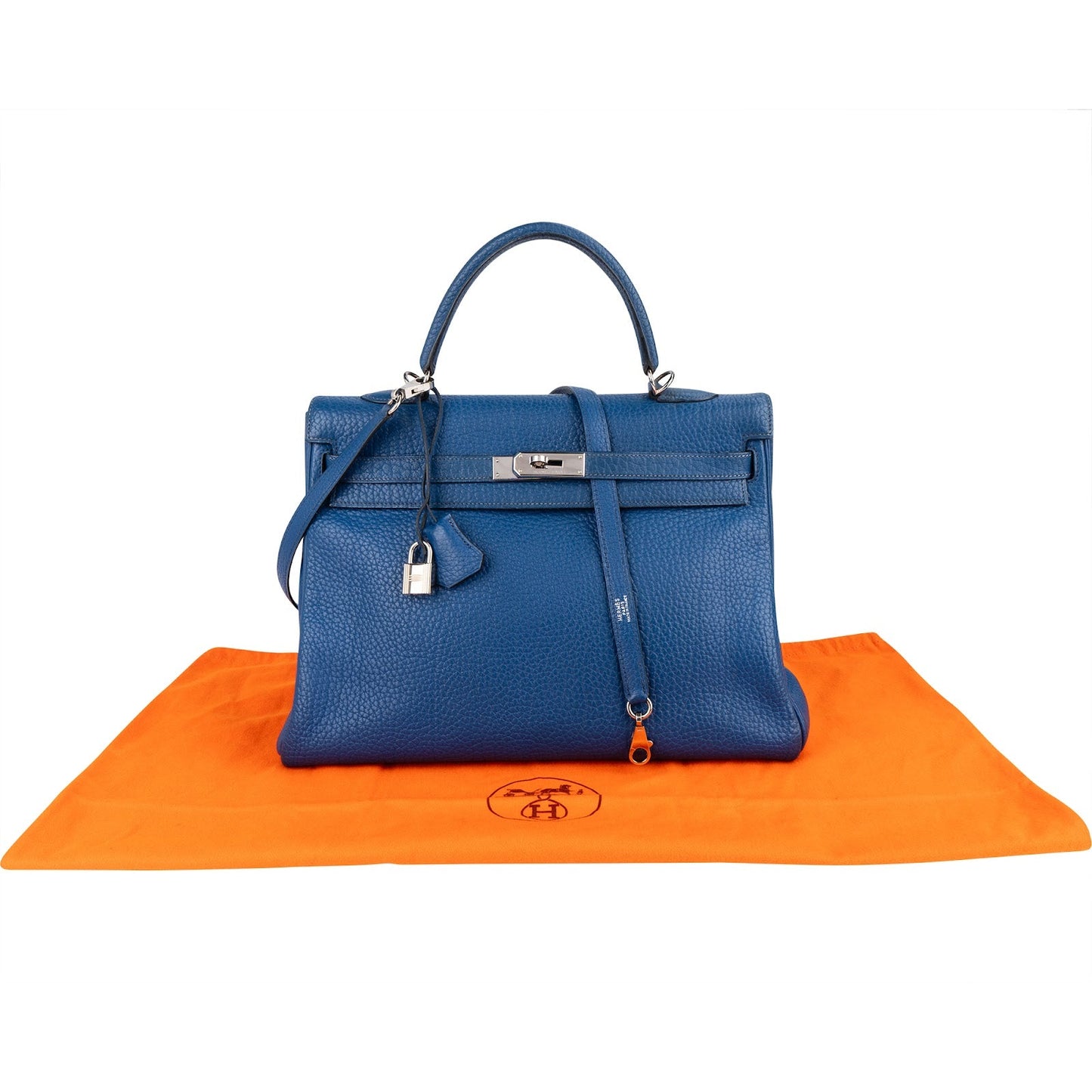 Hermès Bleu Togo Leather Kelly Retourne 35 Handbag