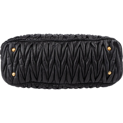 Miu Miu Black Matelassé Nappa Leather Top-Handle Handbag