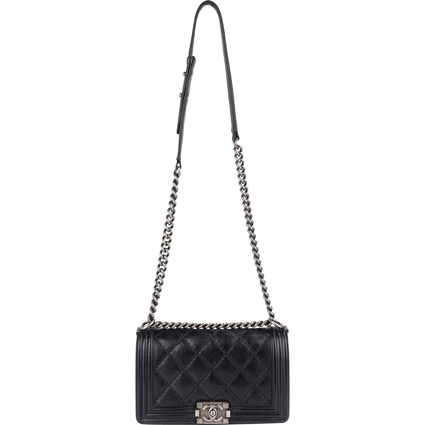 Chanel Quilted Calfskin Boy Single Flap Crossbody Bag