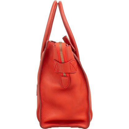 Céline Red Calf Leather Luggage Handbag