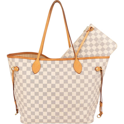Louis Vuitton Monogram Damier Azur Canvas Neverfull MM Shoulder Bag