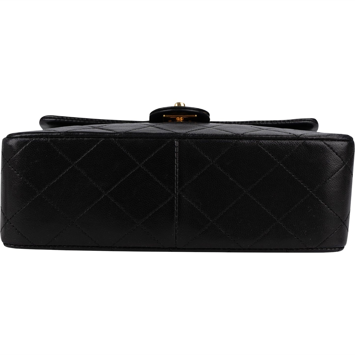 Chanel Quilted Lambskin Rectangular 24K Gold Single Flap Crossbody Bag