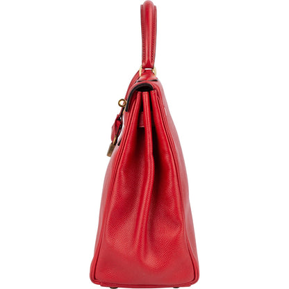 Hermès Rouge Courchevel Leather Kelly 32 Handbag