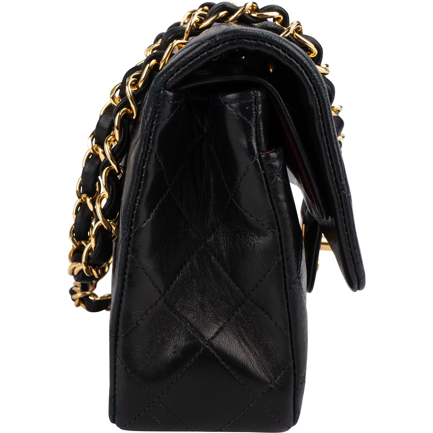 Chanel Quilted Lambskin 24K Gold Small Double Flap Shoulder Bag