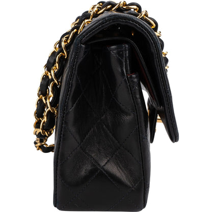 Chanel Quilted Lambskin 24K Gold Small Double Flap Shoulder Bag
