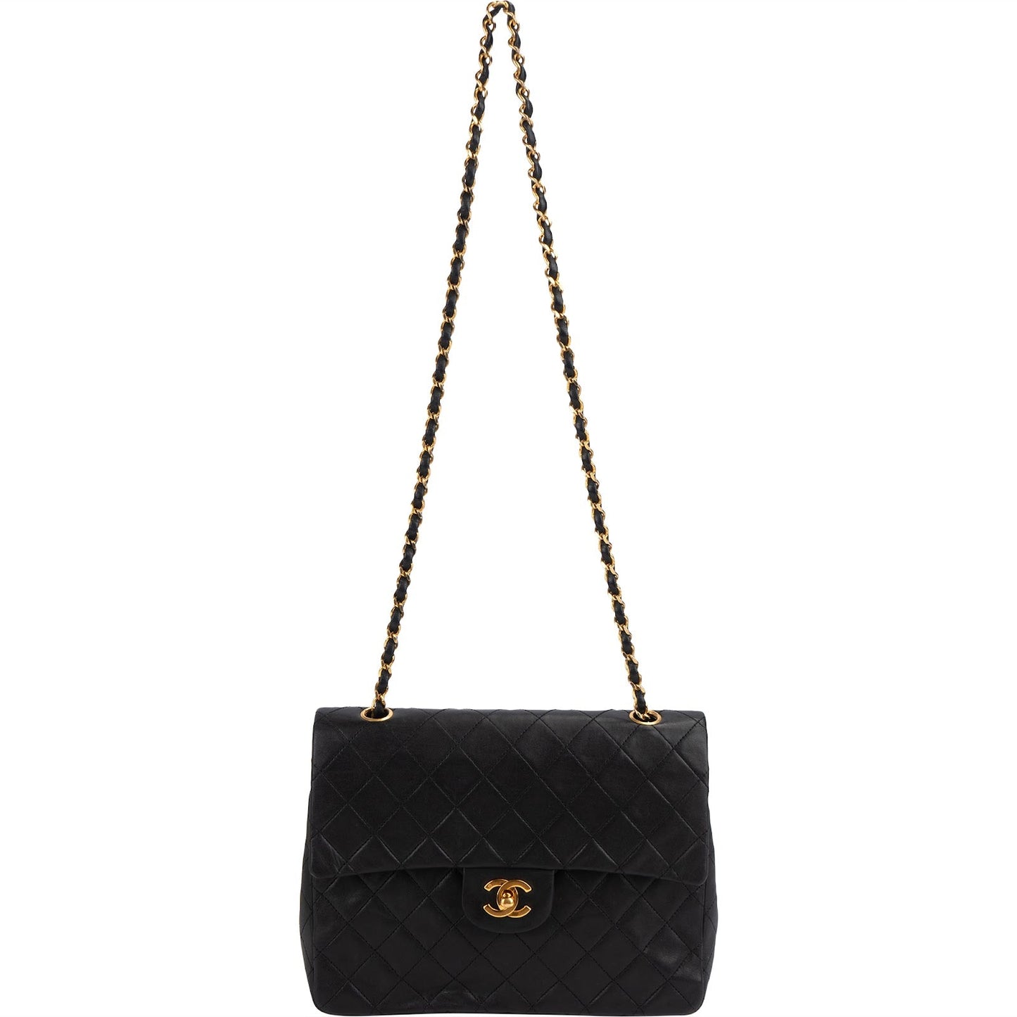 Chanel Quilted Lambskin Medium 24K Gold Double Flap Shoulder Bag