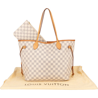 Louis Vuitton Monogram Damier Azur Canvas Neverfull MM Shoulder Bag