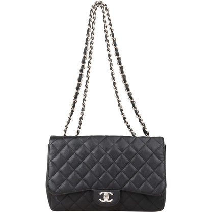 Chanel Quilted Caviar Leather Jumbo Single Flap Crossbody Bag