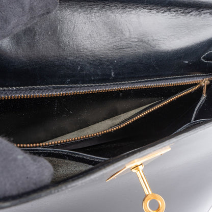 Hermès Noir Box Calf Kelly 32 Sellier Handbag