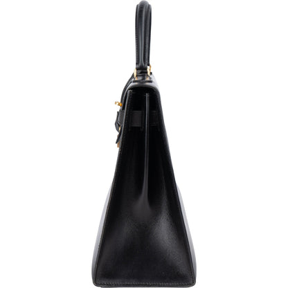 Hermès Noir Box Calf Kelly 32 Sellier Handbag