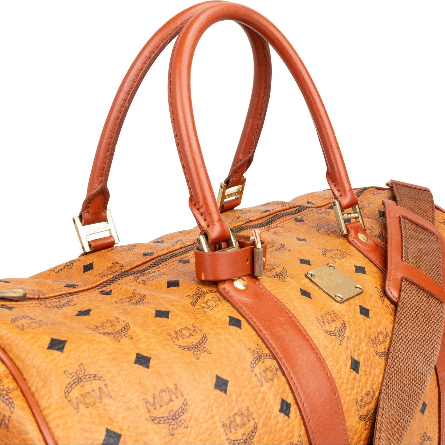 MCM Monogram Visetos Boston Travel Bag 50