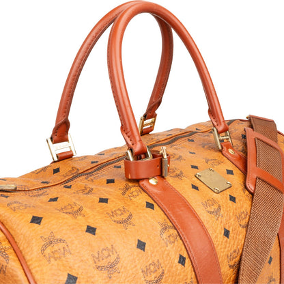 MCM Monogram Visetos Boston Travel Bag 50