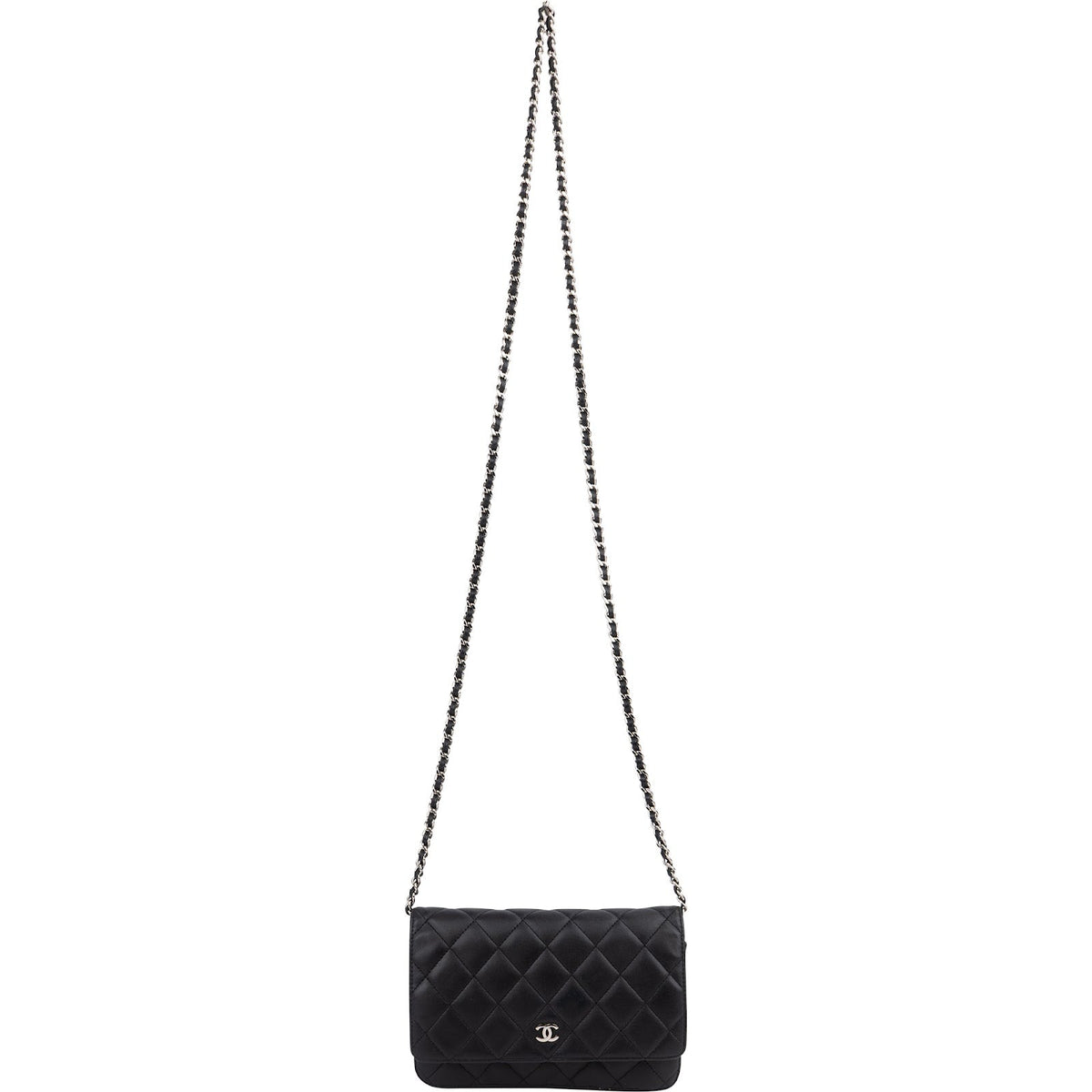 Chanel Quilted Lambskin Palladium Wallet On Chain Crossbody Bag