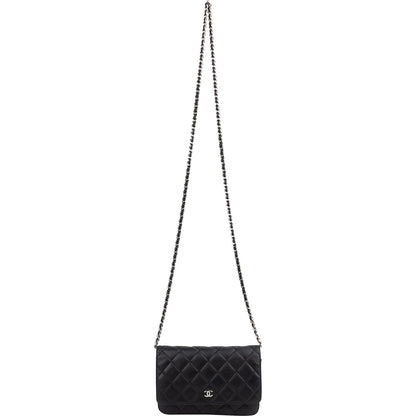 Chanel Quilted Lambskin Palladium Wallet On Chain Crossbody Bag