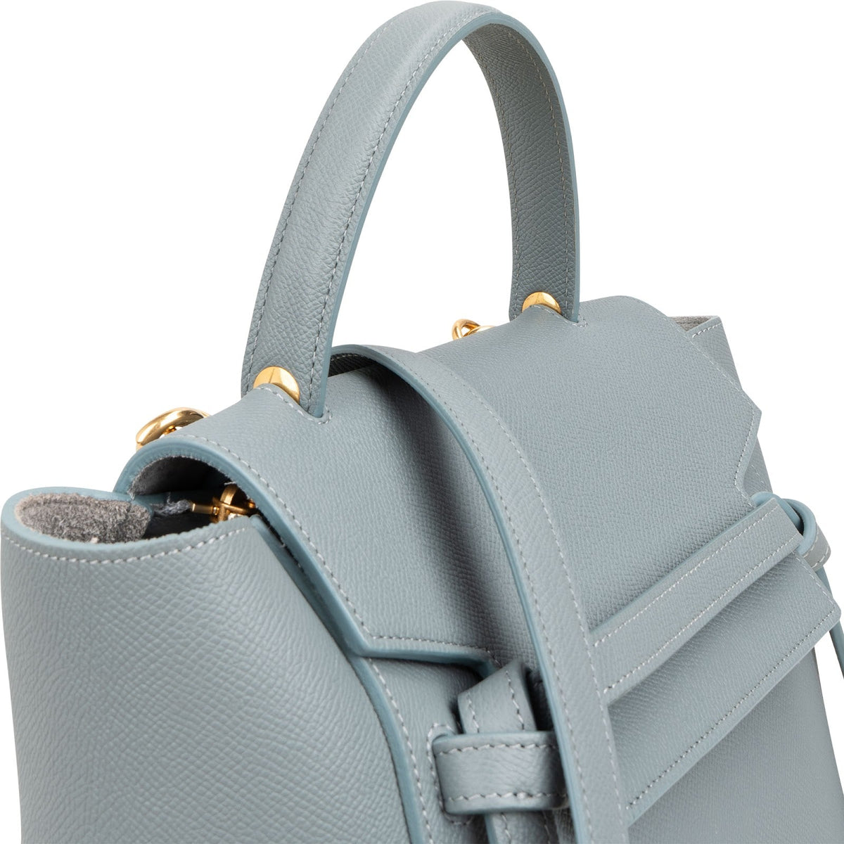 Celine Light Blue Leather Grained Calfskin Belt Handbag