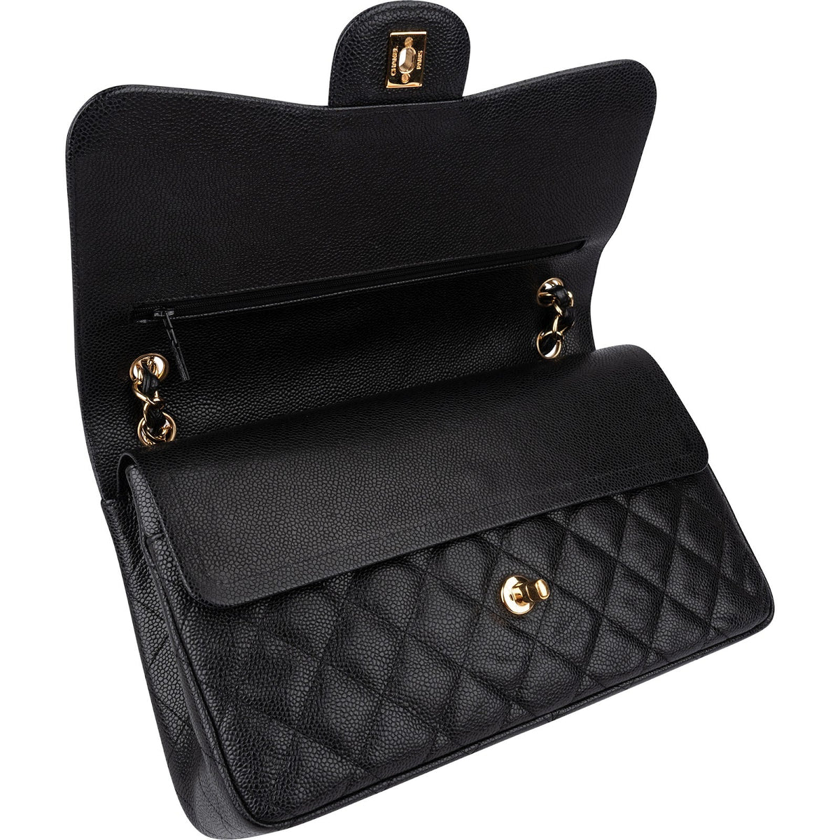 Chanel Quilted Caviar Leather Jumbo Double Flap Crossbody Bag
