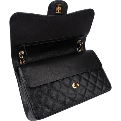 Chanel Quilted Caviar Leather Jumbo Double Flap Crossbody Bag