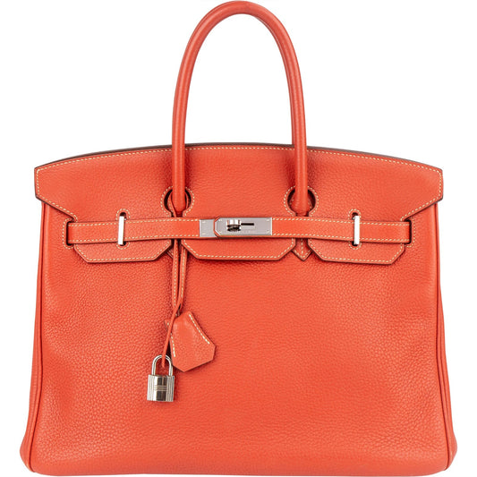 Hermès Pink Taurillon Clemence Birkin 35 Handbag Clay Red Bougainvillier