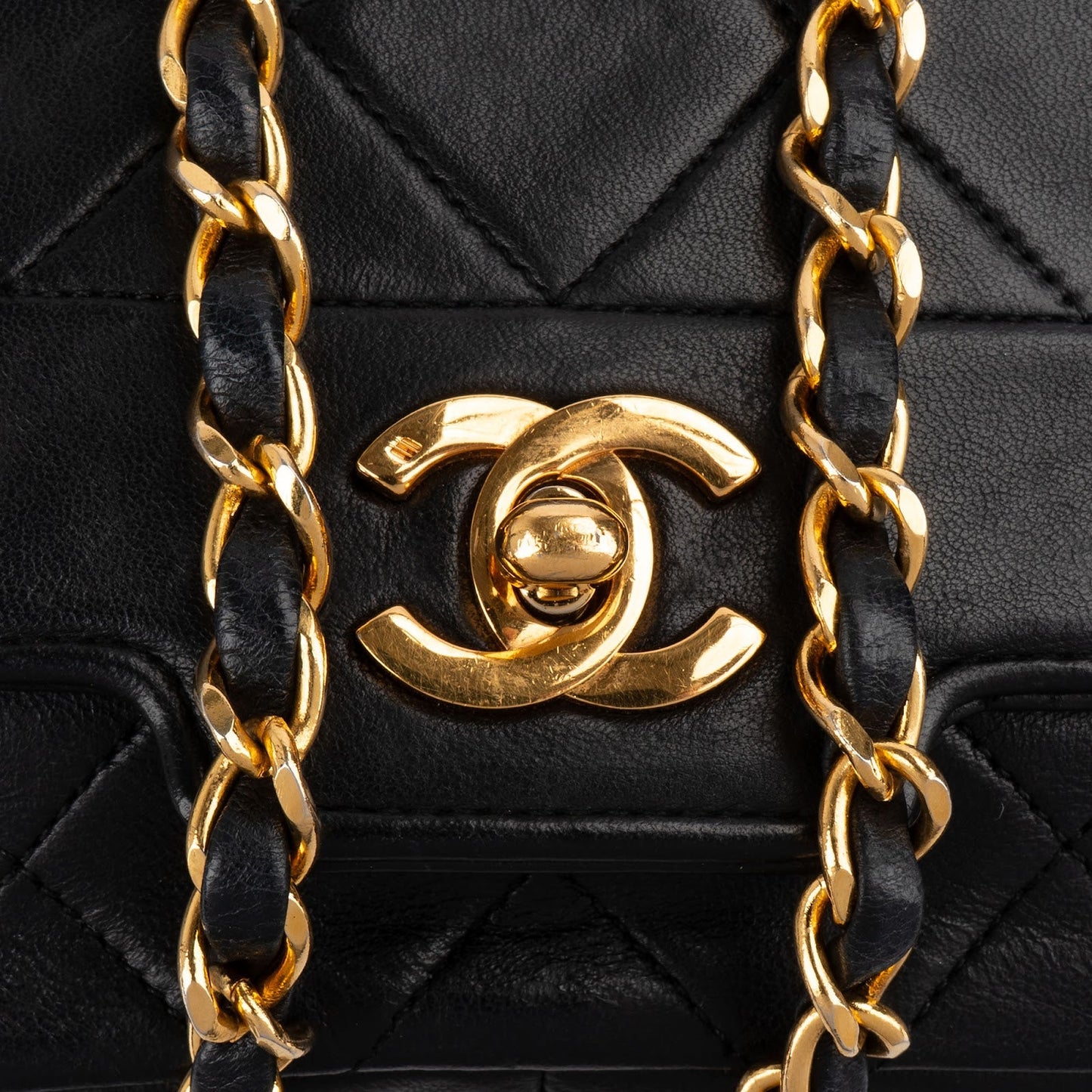 Chanel Quilted Lambskin 24K Gold Single Flap Crossbody Bag