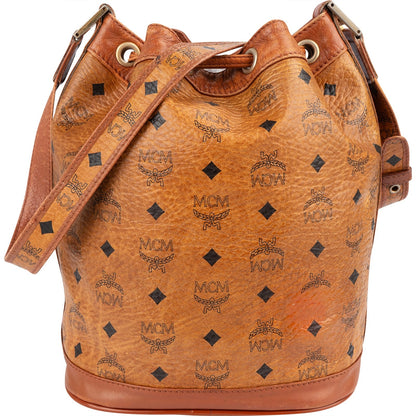 MCM Monogram Visetos Drawstring Bucket Crossbody Bag