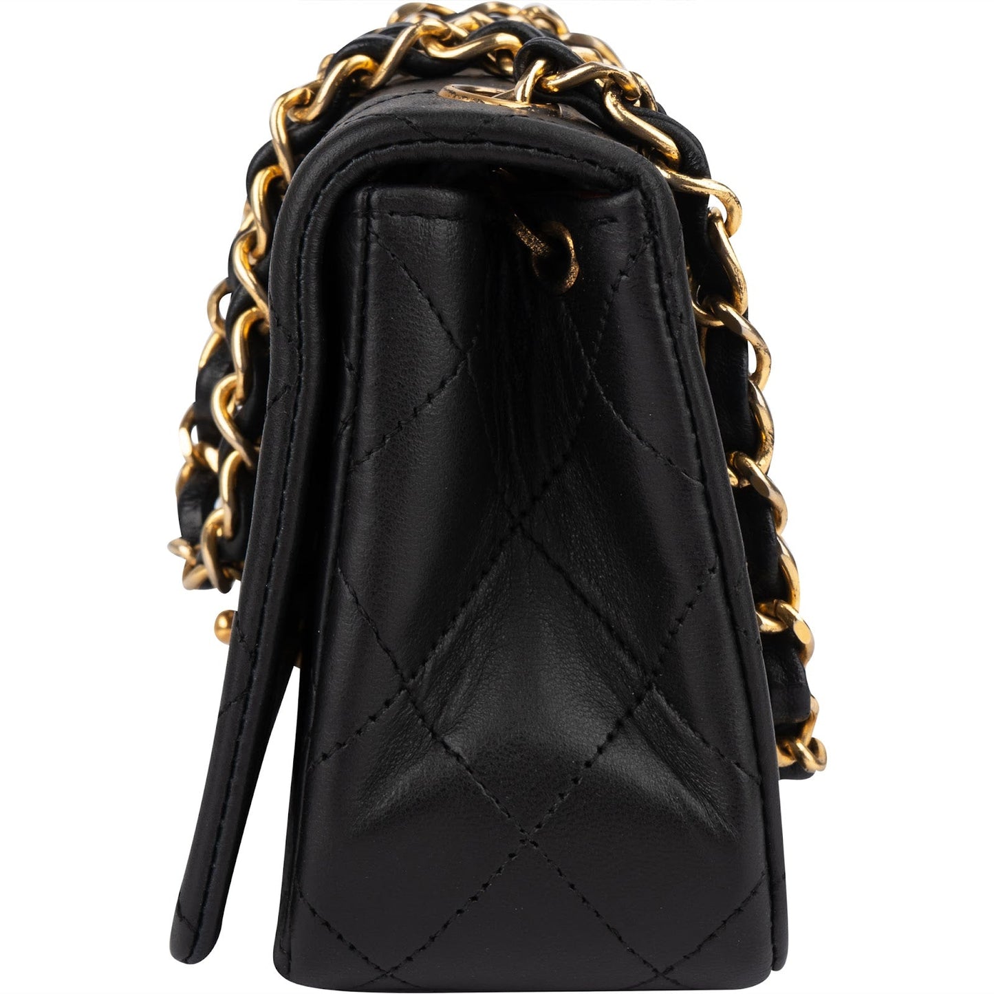 Chanel Quilted Lambskin 24K Gold Single Flap Crossbody Bag