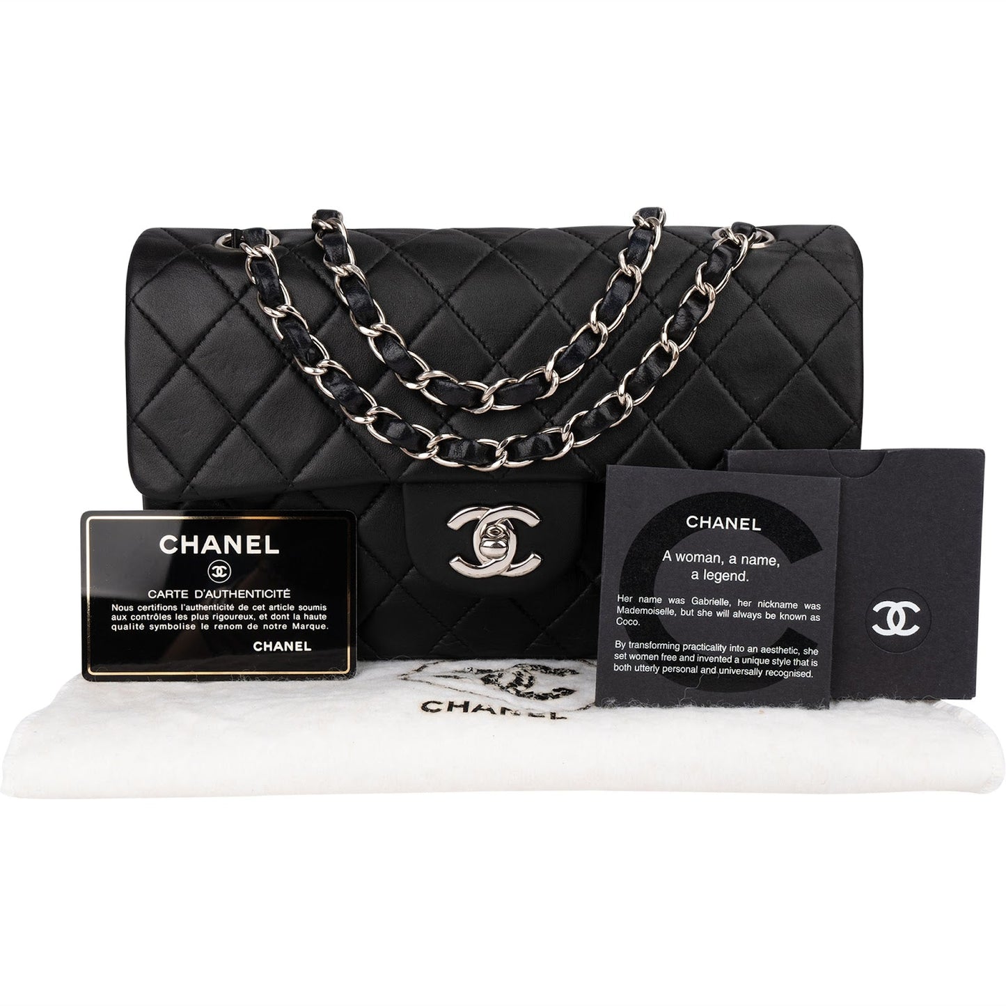 Chanel Quilted Lambskin Palladium Small Double Flap Shoulder Bag