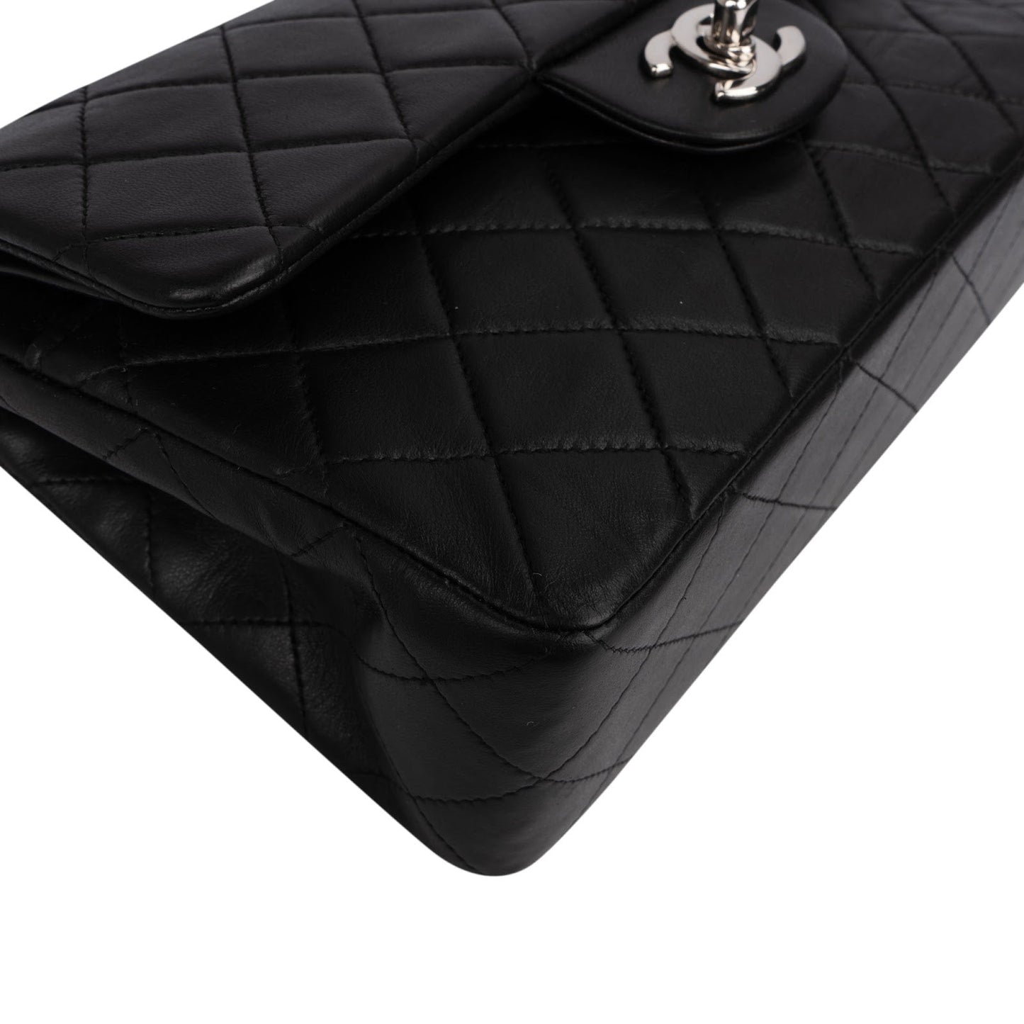 Chanel Quilted Lambskin Palladium Small Double Flap Shoulder Bag