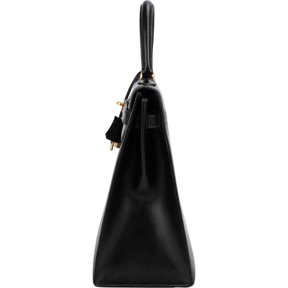 Hermès Noir Boxcalf Kelly 35 Sellier Handbag