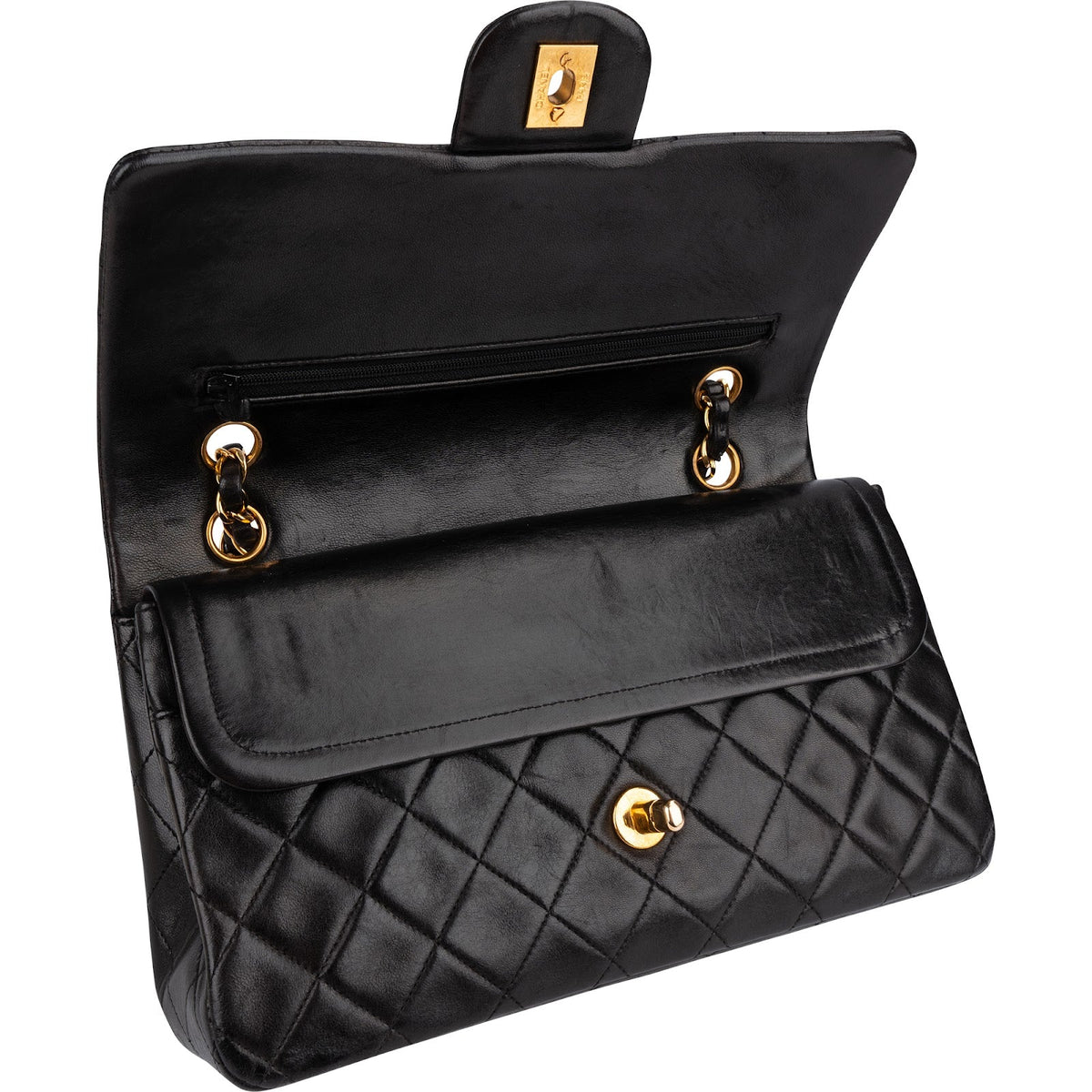 Chanel Quilted Lambskin 24K Gold Medium Double Flap Shoulder Bag