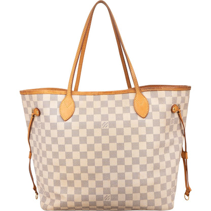 Louis Vuitton Monogram Damier Azur Canvas Neverfull MM Shoulder Bag