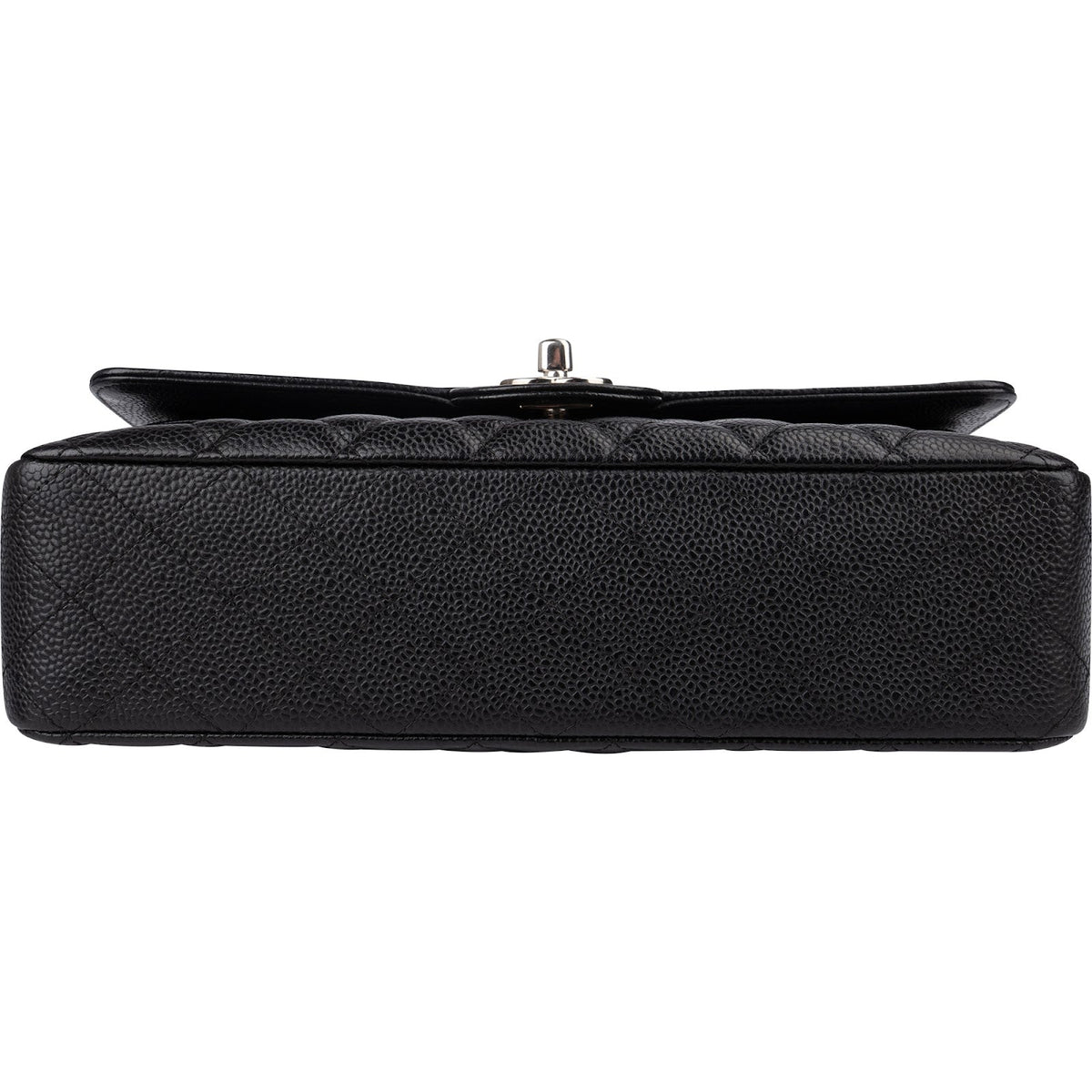 Chanel Quilted Caviar Leather Palladium Medium Double Flap Shoulder Bag