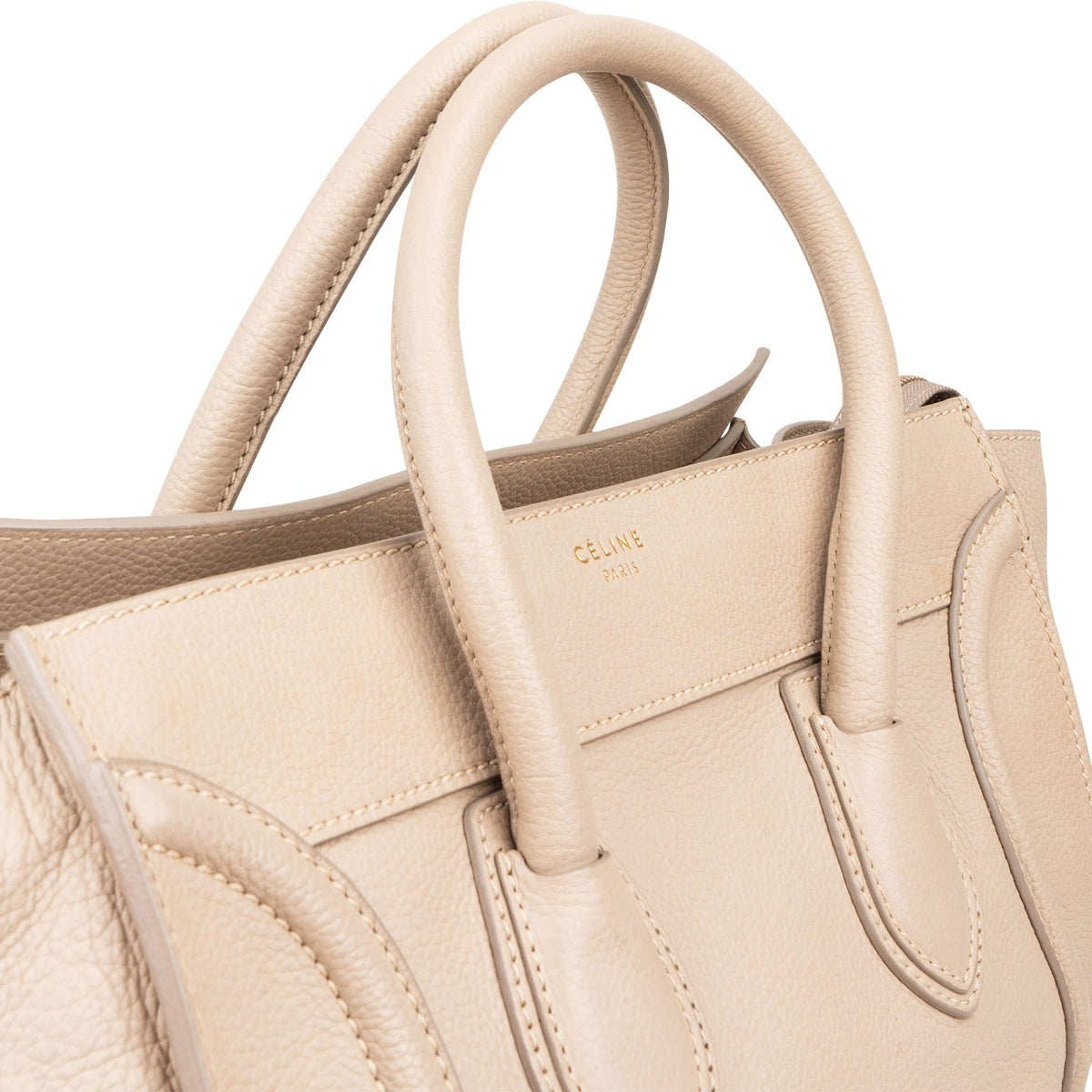 Céline Drummed Calfskin Large Luggage Handbag